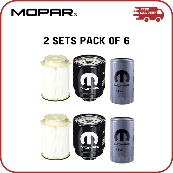 Mopar Fuel Filter 2013-2018, and Water Separator Assembly For Dodge Ram (2 Sets, Pack of 6)